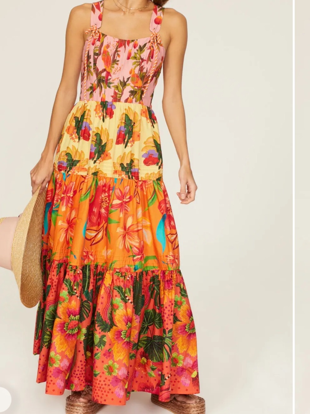 The FARM RIO Mixed Warm Prints Organic Cotton Maxi Dress M - Picture 2 of 10